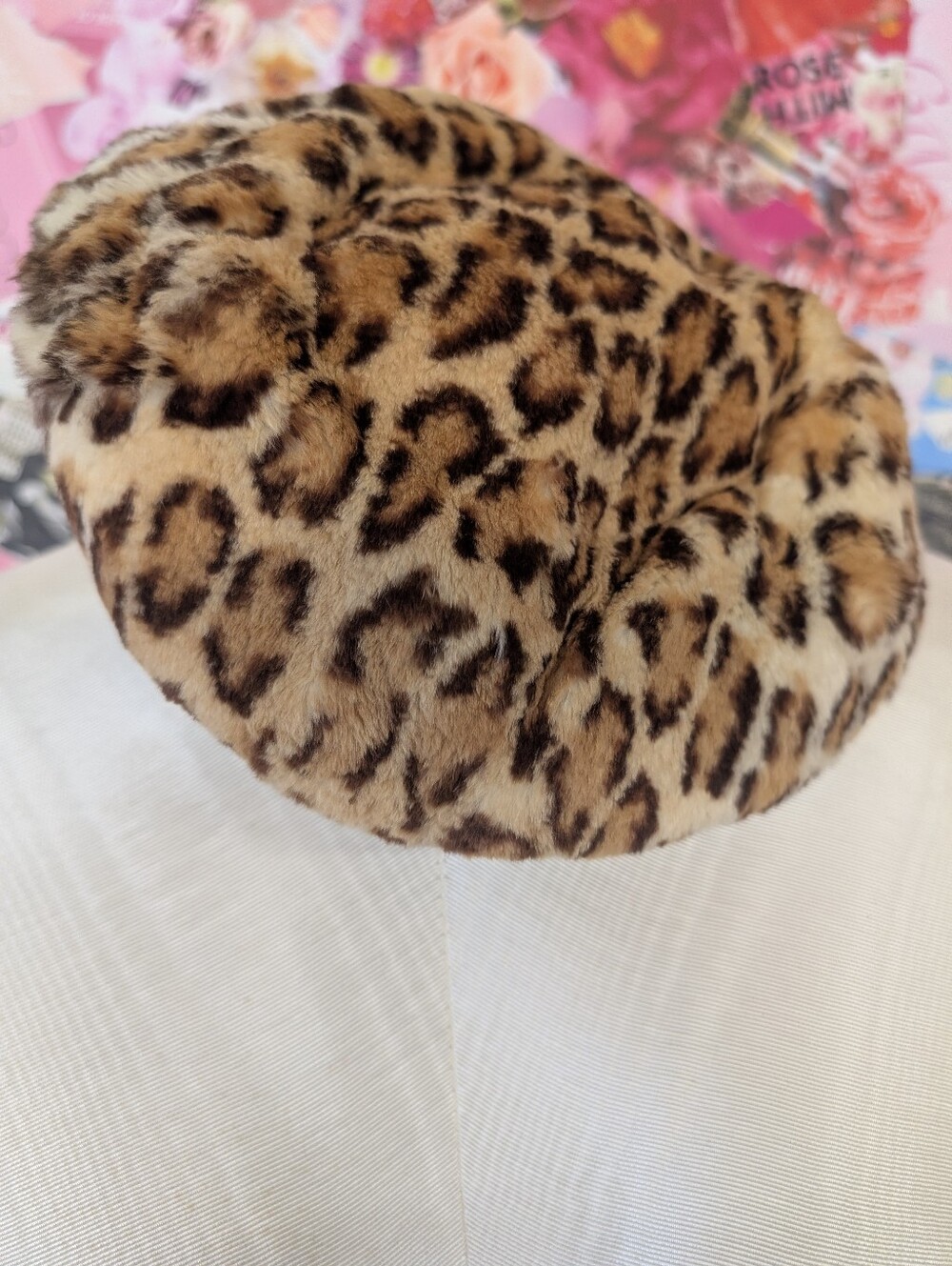 VINTAGE Hat Leopard Print Fur Beret - Tan/Brown/Black By AMY 1950s